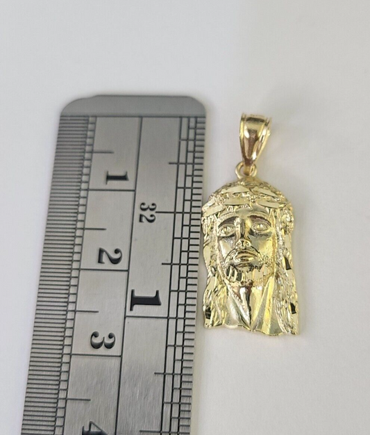 Real 10K Jesus Head Pendant Charm Yellow Gold Genuine 1"