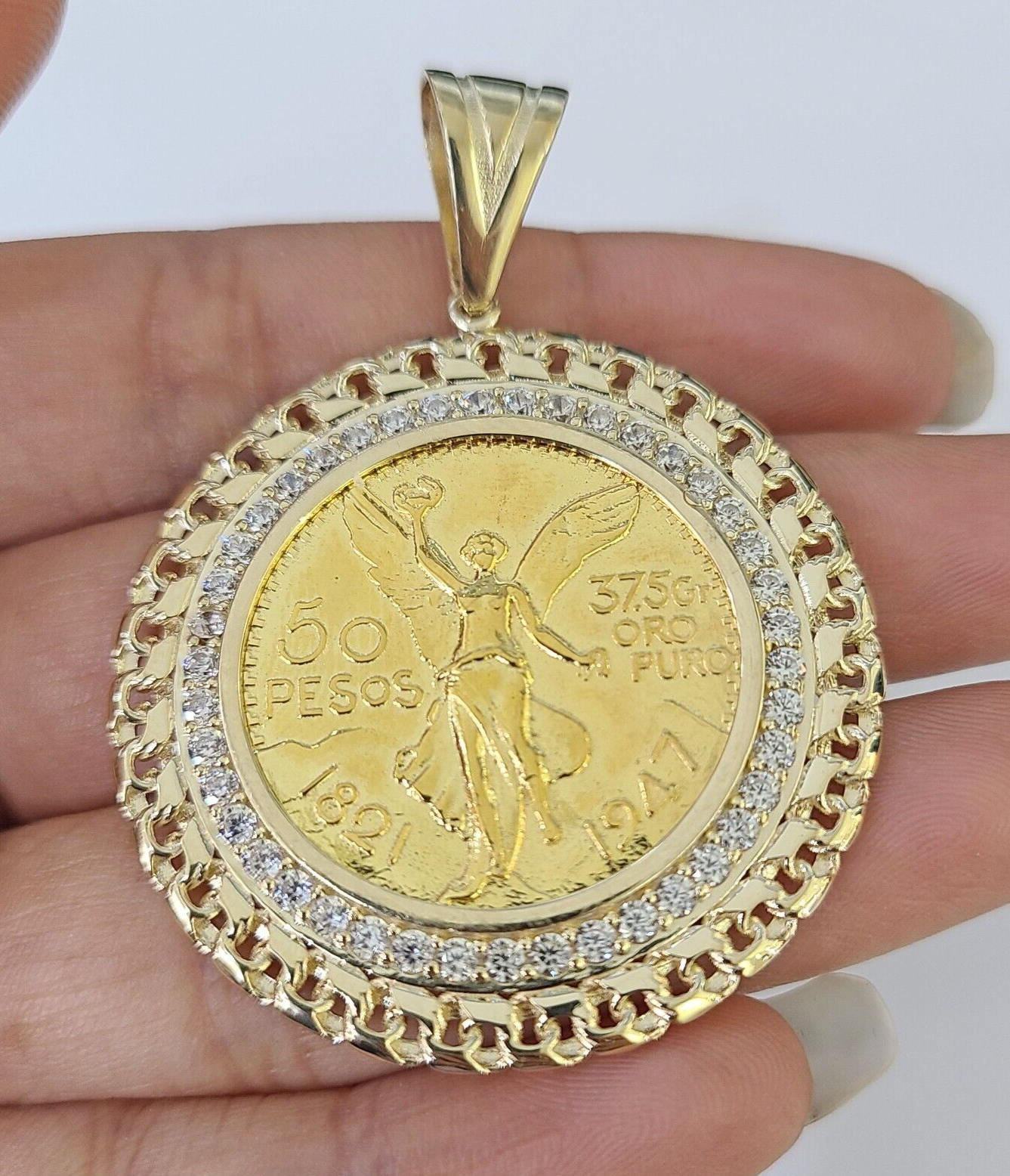 10k Centenario Coin Charm Yellow Gold 50 Pesos 1947 Mexico/Mexican Coin