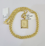 10k Gold Initial M Charm Rope Chain 16"-26" 2.5mm SET Necklace Alphabet Pendant