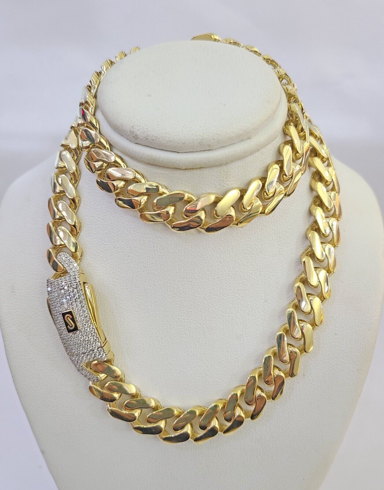 Real 10K Royal Monaco Chain Box Clasp 11mm Gold Necklace 10Kt 22" Genuine Mens