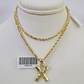 10k Gold Initial X Charm Rope Chain 16"-26" 2.5mm SET Necklace Alphabet Pendant