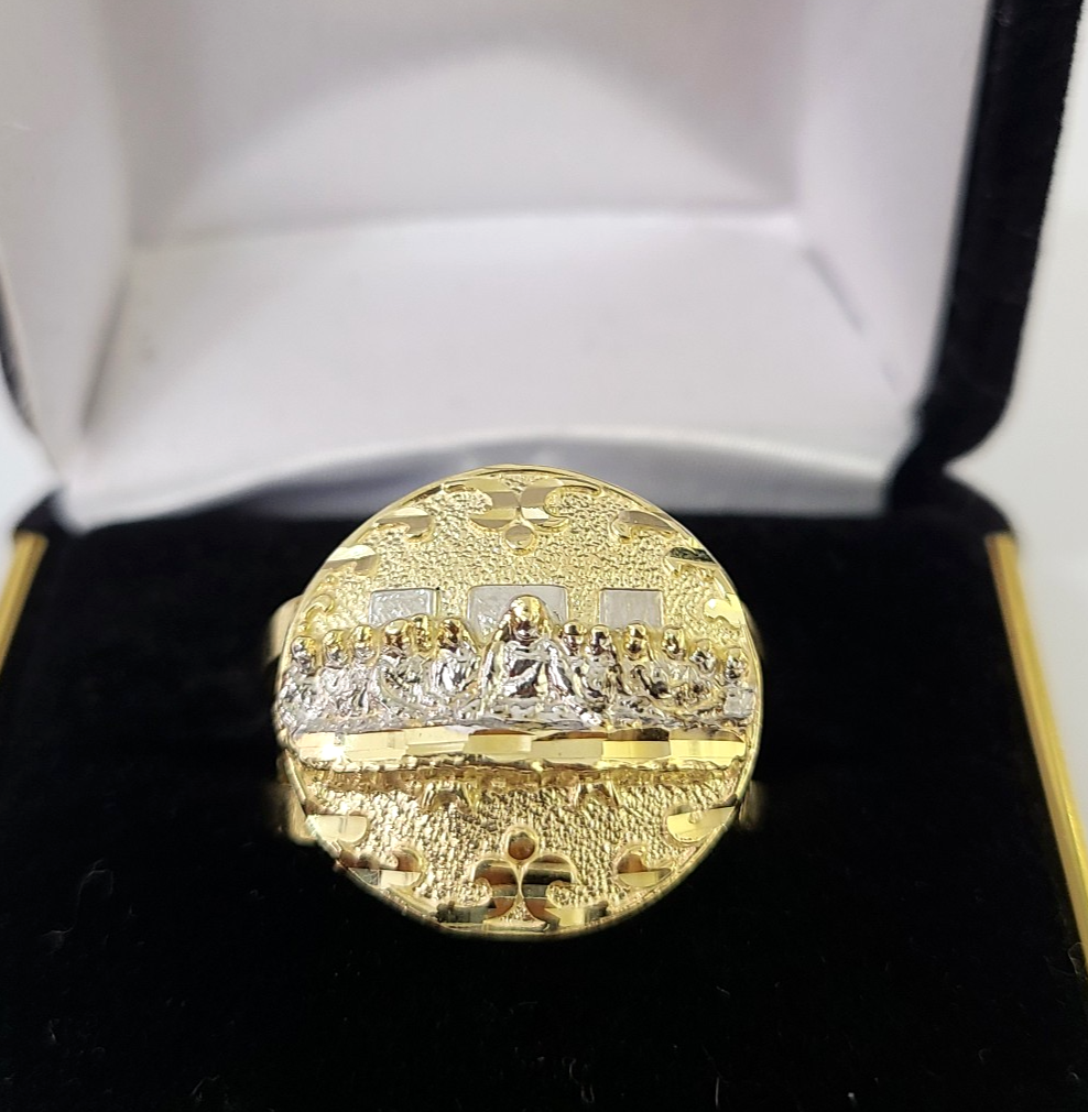 10k Last Supper Ring Yellow Gold Men Real Genuine