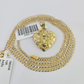 10k Solid Gold Cuban Curb Chain Hearts Pendant 2mm 18"-24" SET Necklace