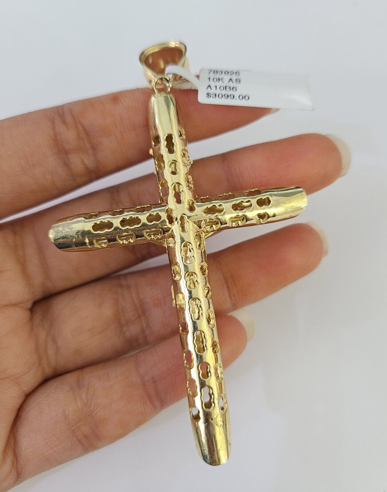 10k Gold Byzantine Necklace Jesus Cross Charm 20-30 inches 6mm SET Chain Pendant