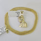 10K Franco Chain Jesus Head Pendant Charm Necklace 16"-24" 2mm Yellow Gold SET