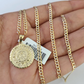 10k Solid Gold Cuban Curb Chain Mayan Calendar Pendant 2mm 18"-24" SET Necklace