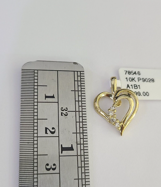 Solid 10K Gold Heart Charm Pendant Gold 10kt Yellow Gold Genuine For Ladies / Women