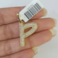 10k Miami Cuban Chain P Diamond Charm Set 4mm 18-26"Yellow Gold Necklace Pendant