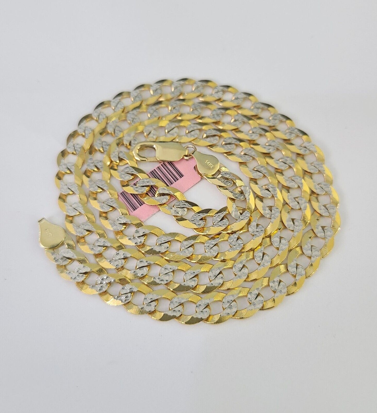 14k Gold Solid Cuban Curb Link Chain Necklace REAL 8mm 20-30 Inches Diamond Cuts