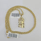 10k 2.5mm Rope Chain Jesus Head Pendant 18"-30" Yellow Gold Set Charm Necklace