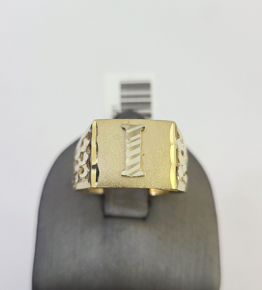 Real 10k Initial I Casual Ring Alphabet Yellow Gold 10kt Genuine