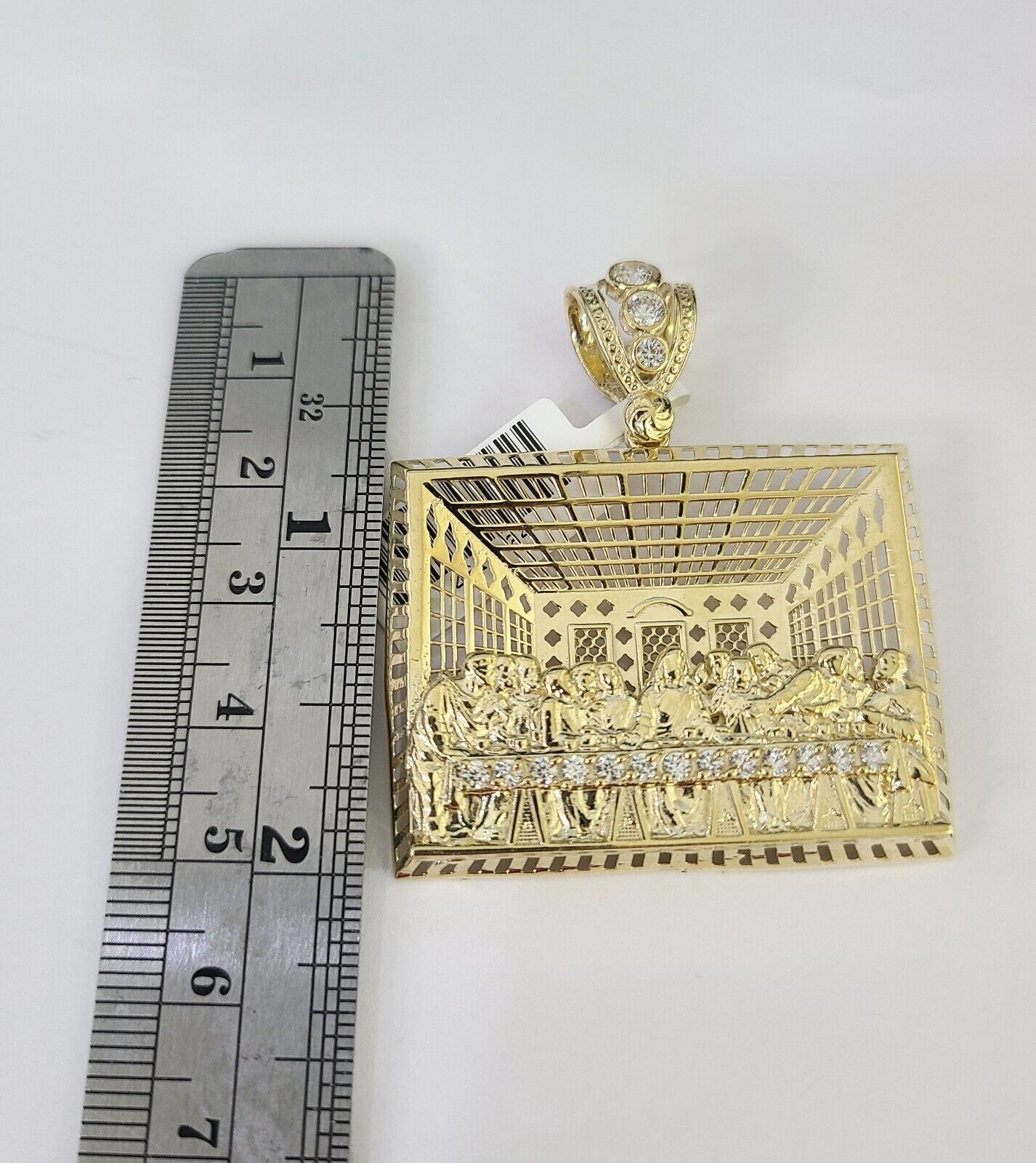 10K Franco Chain Last Supper Pendant Charm Necklace 20"-28" 4mm Yellow Gold SET