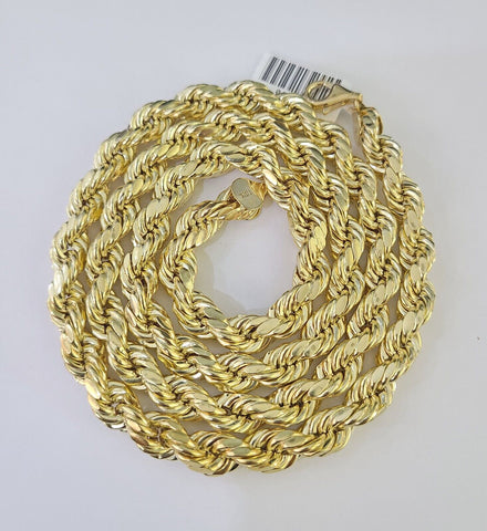 Real 10k Rope Chain Yellow Gold Necklace 8mm 18-28 Inch Mens 10kt