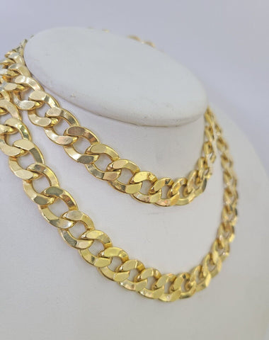 Real 10k Cuban Curb Link chain SET Yellow Gold 11mm 20-30Inch Necklace Men Women