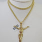 Real 10k Miami Cuban Chain Jesus Charm 4mm Yellow Gold Necklace Pendant 18"-26"