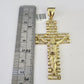 10k Gold Chain Cross Charm Solid Cuban Curb Necklace 9mm 20"-30" Diamond Cut SET