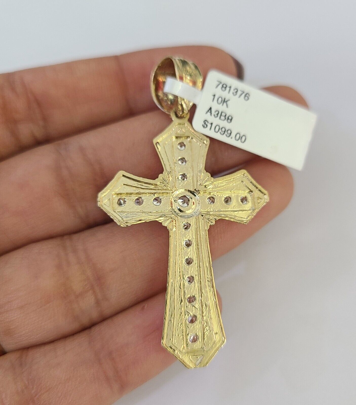 10K Franco Chain Jesus Cross Pendant Charm Necklace 20"-26" 3mm Gold Yellow SET