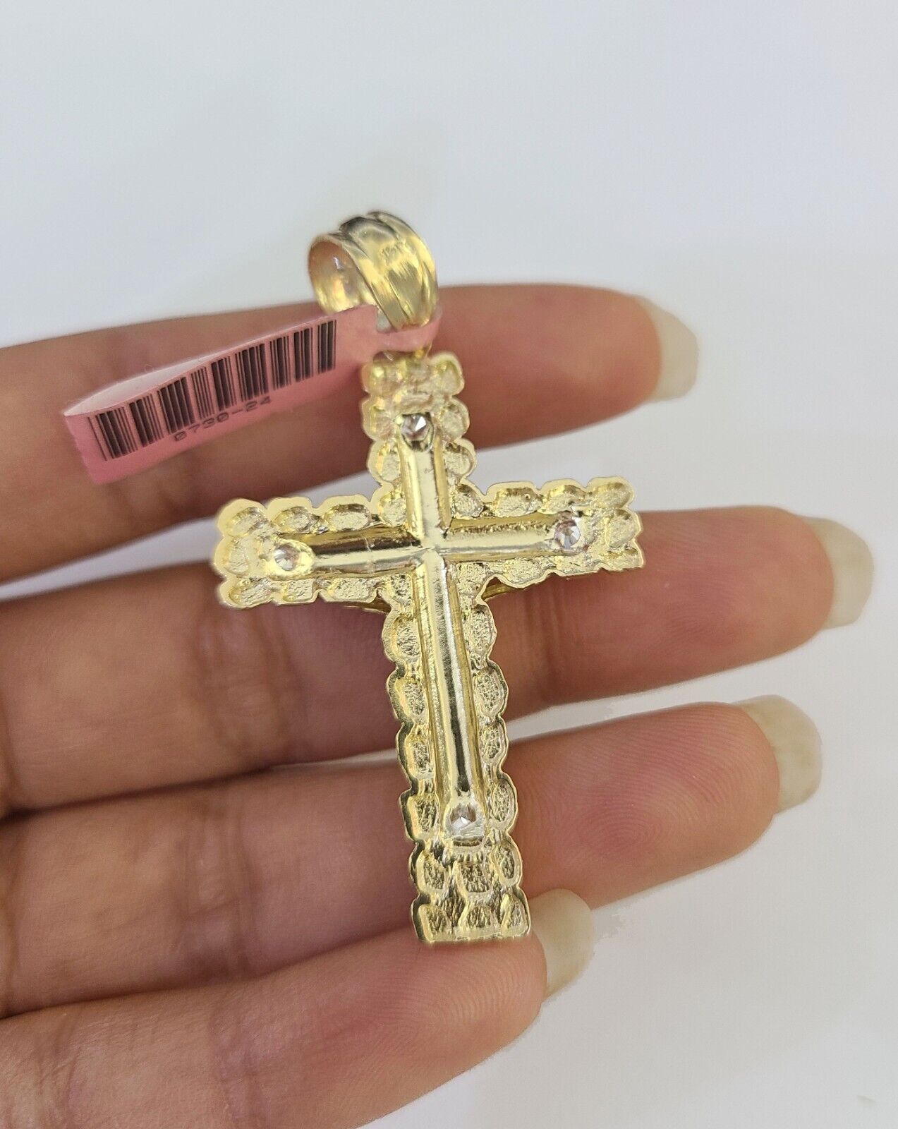 Real 14k Chain Cross Charm Set Miami Cuban Link 5mm 18"-30" Necklace Pendant