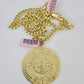 Real 14k Solid Chain Mayan Calendar Charm Set Miami Cuban 6mm Necklace Gold