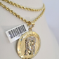 10k Solid Rope Chain 3mm Jesus Christ Pendant Charm Necklace SET 18-26 in