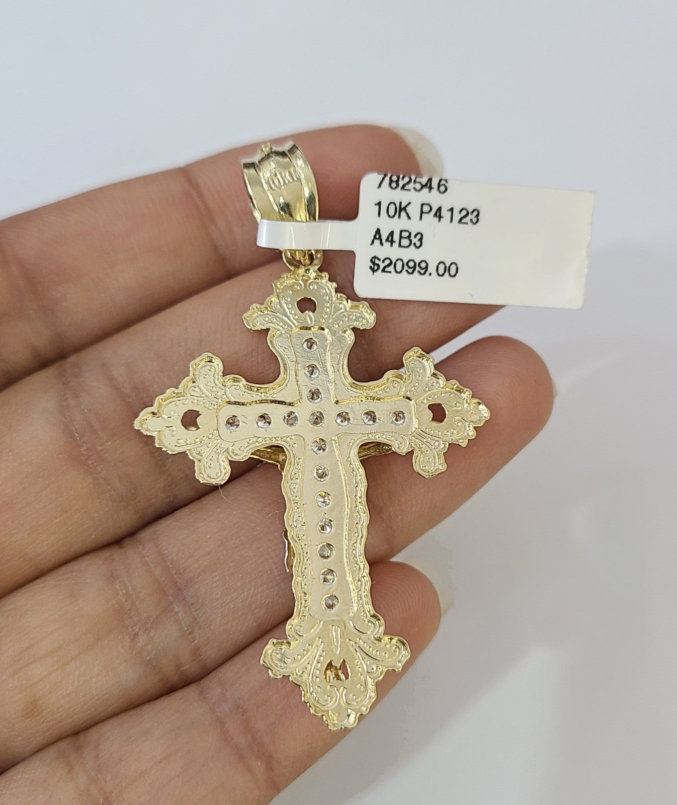 Real 10K Jesus Cross Pendant Crucifix Yellow Gold Charm Genuine