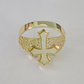 Real 10k Jesus Crucifix Cross Ring Band Yellow Gold Mens Casual Ring 10kt Size 8