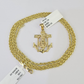 10k Solid Rope Chain 2mm Jesus Anchor Pendant Charm Necklace SET 18-22 in Ladies