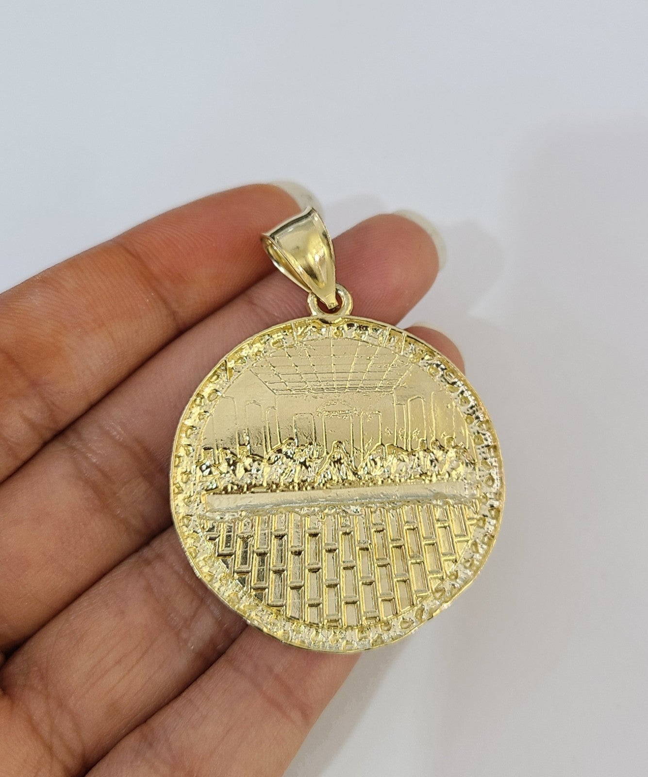 Real 10k Aztec Calendar Charm Pendant Men Women 10kt Yellow Gold