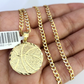 10k Solid Gold Cuban Curb Chain Basket Ball Pendant 2.5mm 18"-26" SET Necklace