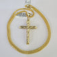 10K Gold Franco Chain Jesus Cross Charm Pendant 20-26 inches 2.5mm REAL Yellow