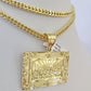 10K Franco Chain Last Supper Pendant Charm Necklace 20"-26" 3mm Yellow Gold SET