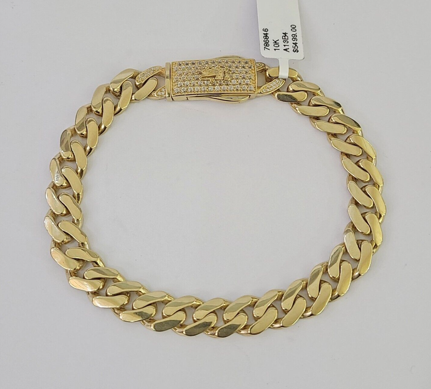 Real 10K Royal Monaco Bracelet Yellow Gold 8.5" Box Clasp 9mm Genuine Mens