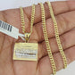 10K Gold Miami Cuban Chain Last Supper Charm 18"-28" 3mm REAL Pendant Necklace