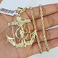 Real 10k Solid Rope Chain Jesus Anchor Charm Set 3mm 20"-30" Inch Necklace Gold