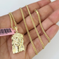 14k Miami Cuban Chain Jesus Head Charm Pendant 2mm 18"24" inch SET Necklace