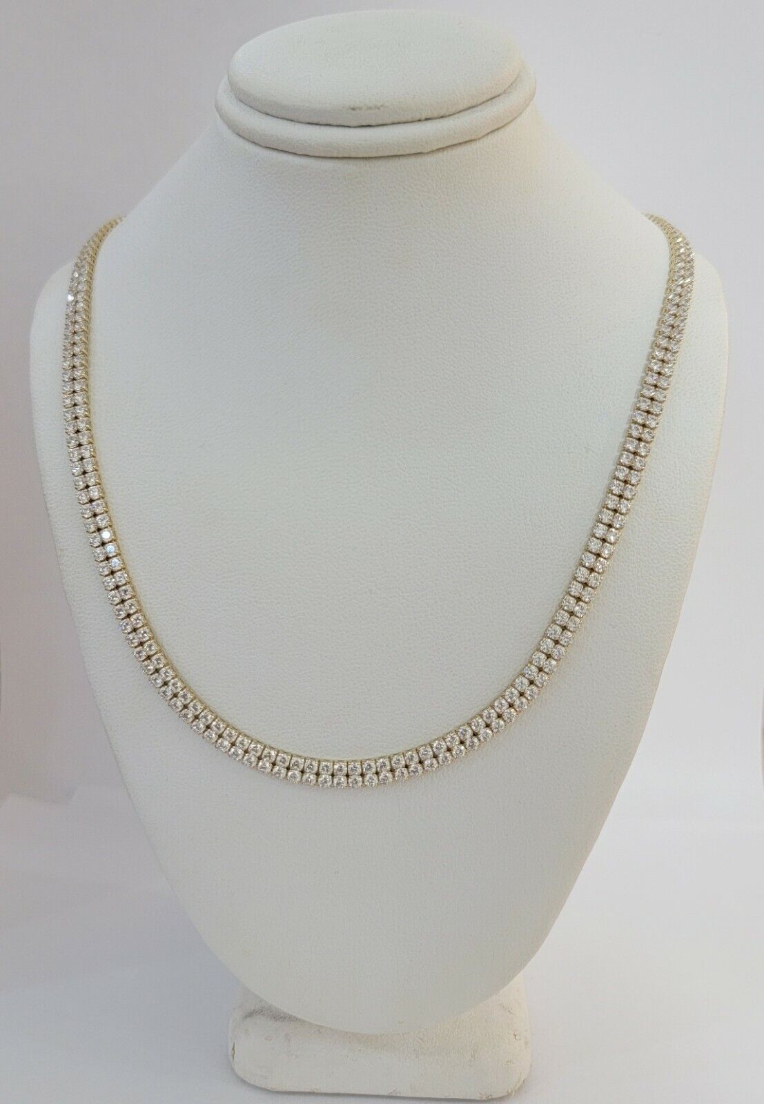 10k Yellow Gold Chain Real Tennis Necklace 18" 20" 22" Two-row Stone Mens Women