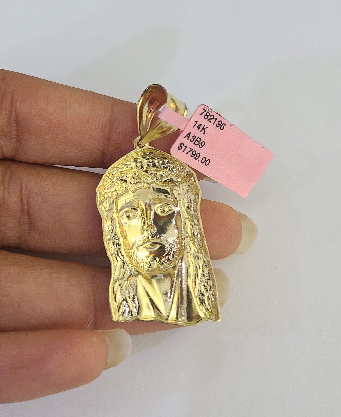 14k Chain Jesus Head Charm Set Miami Cuban Link 5mm 18"-30" Necklace Pendant