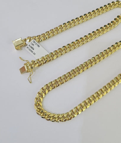 10k Miami Cuban Link Chain Yellow Gold 7mm Necklace 18-28 Inches Real