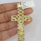 10k Solid Gold Cuban Curb Chain Jesus Cross Pendant 6mm 20"-30" SET Necklace