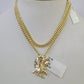 10K Gold Miami Cuban Chain Flying Eagle 18"-28" 3mm REAL Pendant Necklace SET