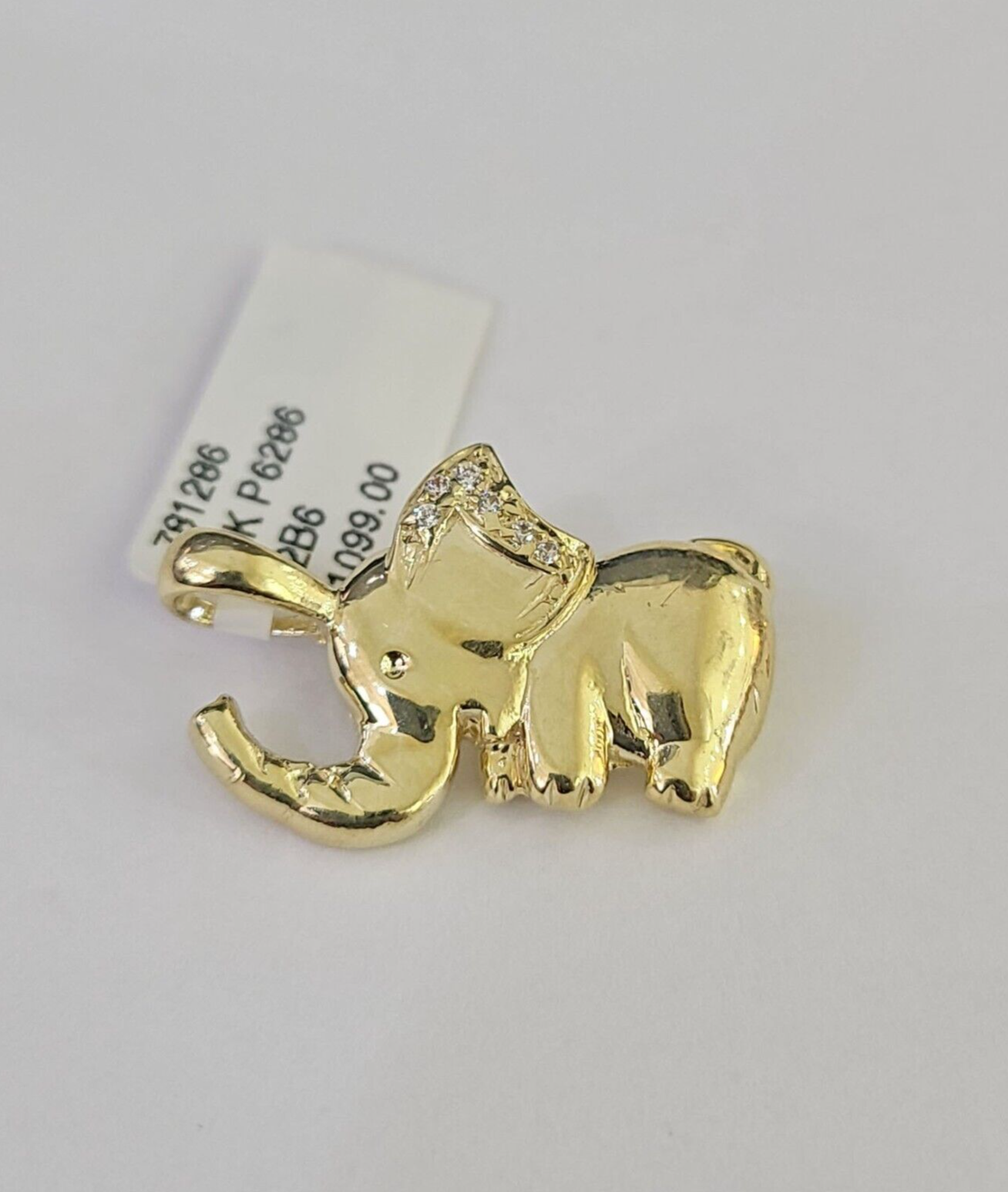 10K Real Yellow Gold Elephant Charm Pendant Gold 10kt Genuine