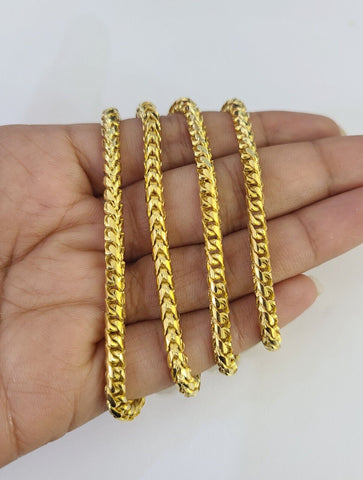 Real 10k Solid Palm Chain Yellow Gold 3mm Men Women Necklace 24" Genuine