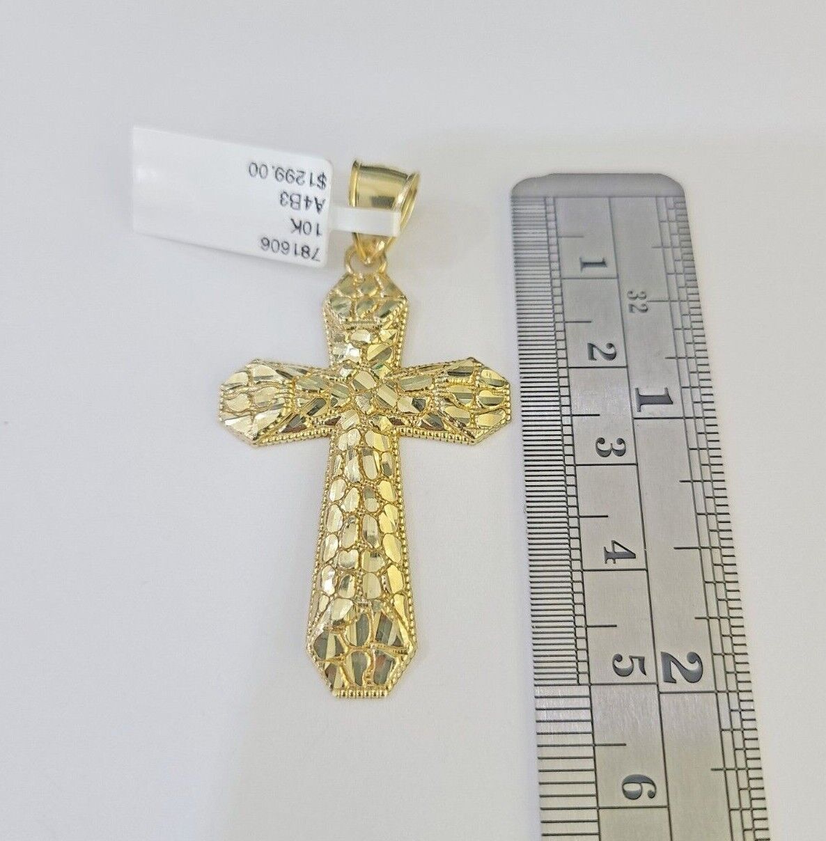 10K Gold Miami Cuban Chain Jesus Cross Charm Length 18"-26" 4mm REAL Yellow