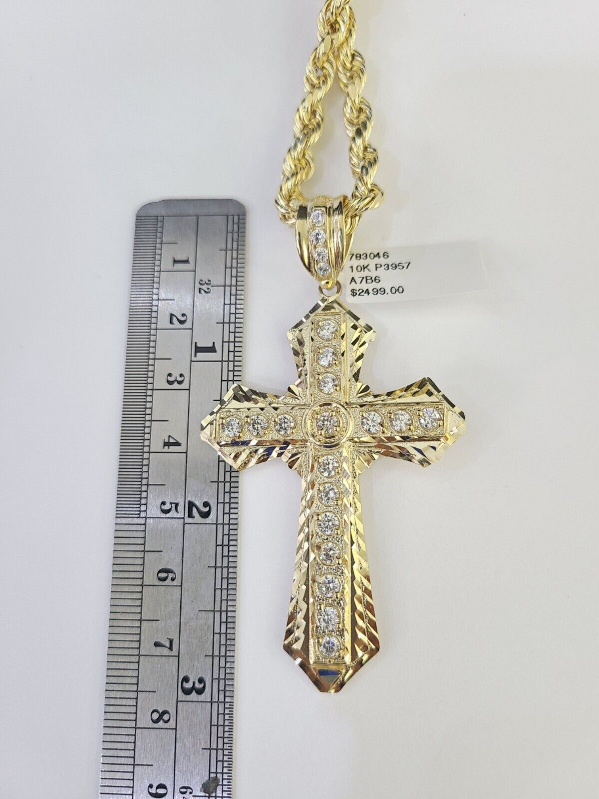 Real 10k Rope Chain Jesus Cross Charm Set 7mm 18"-26" Inch Necklace Yellow Gold