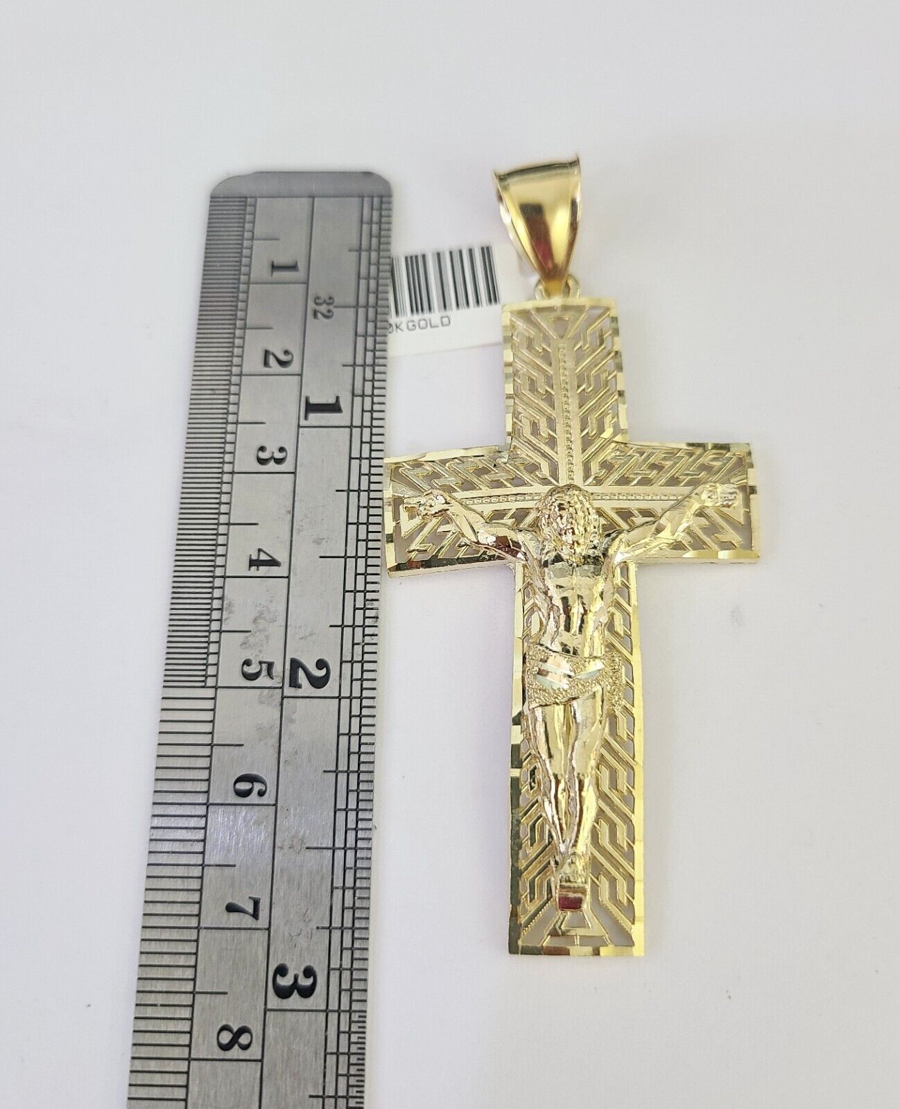 10k Gold Chain Cross Charm Solid Cuban Curb Necklace 9mm 20"-30" Diamond Cut SET