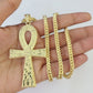 10K Franco Chain Jesus Ankh Cross Pendant Charm Necklace 20"-28" 4mm Gold Yellow