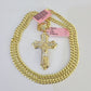 Real 14k Chain Cross Charm Set Miami Cuban Link 5mm 18"-30" Necklace Pendant