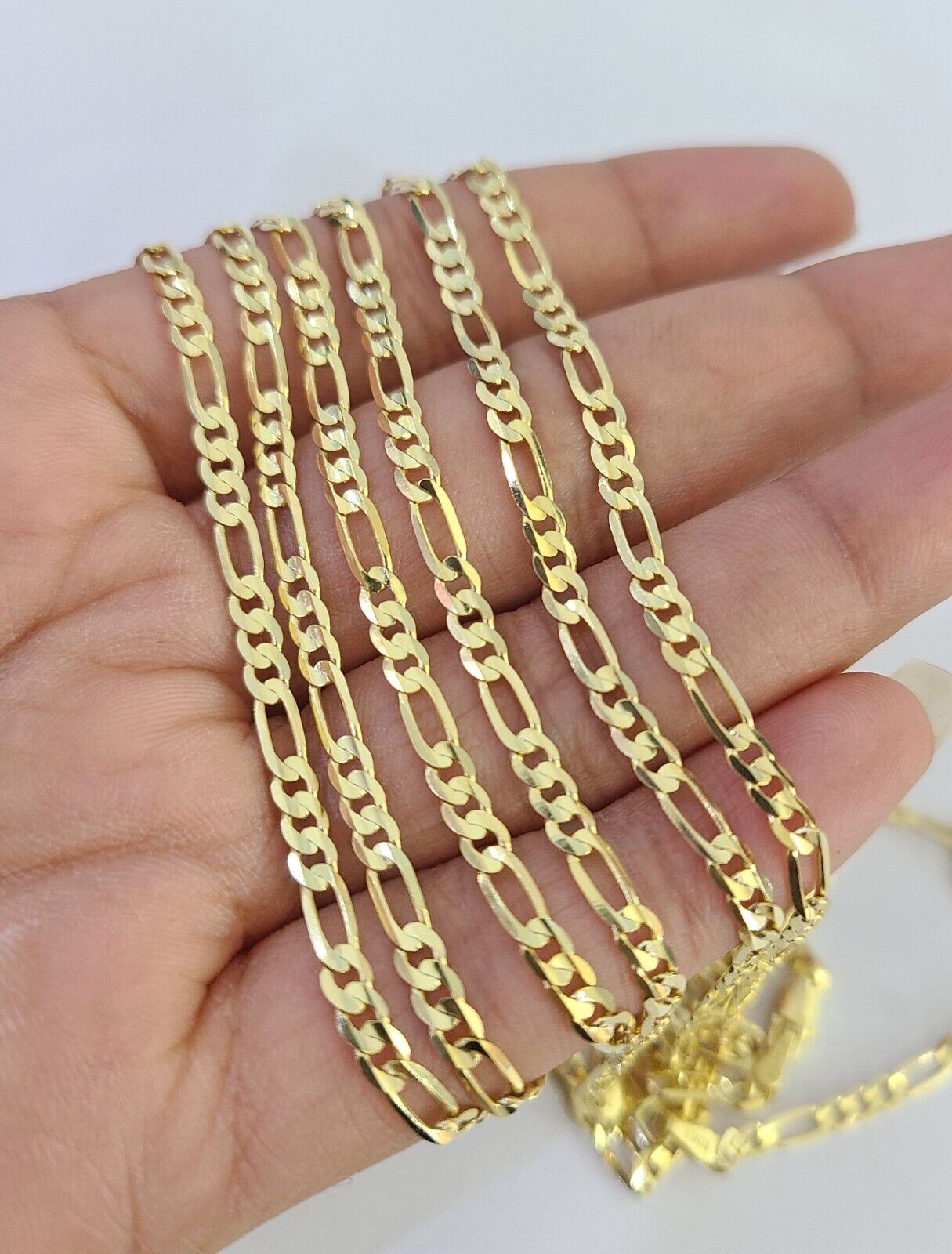 10K Solid Figaro Link Chain Necklace Yellow Gold 3mm 18" 20" 22" 10kt