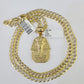 10k Gold Chain Pharaoh Charm Solid Cuban Curb 5mm 18"-28" Inch SET Necklace