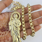 10k Gold Byzantine Necklace San Judas Charm 20-30 inches 6mm SET Chain Pendant
